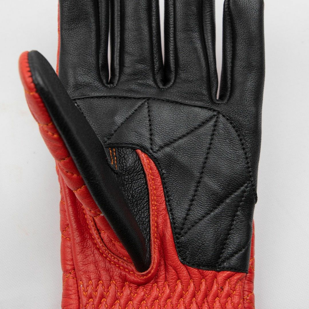 DEGNER デグナー ダイアモンドステッチ レザーグローブ オレンジ 4