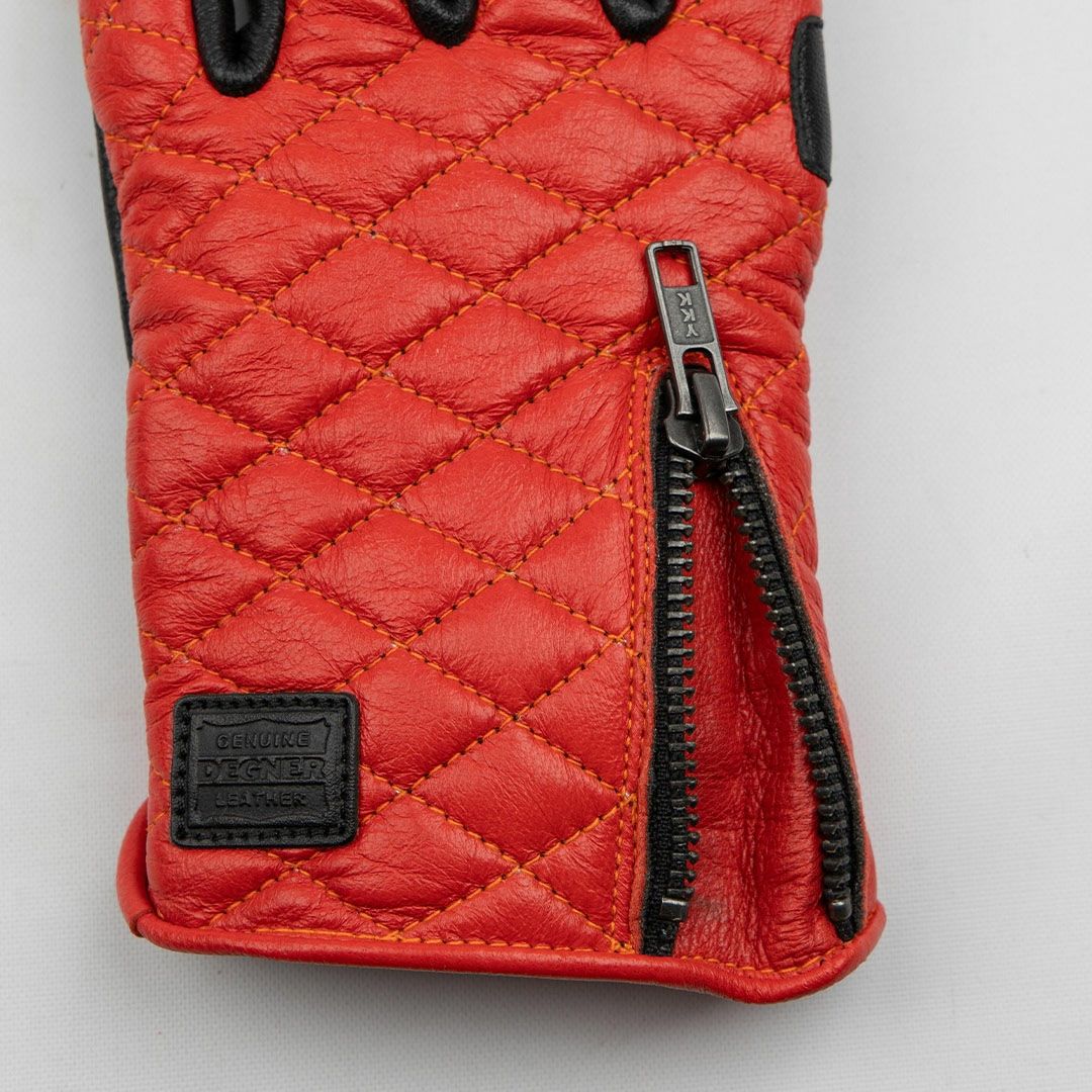 DEGNER デグナー ダイアモンドステッチ レザーグローブ オレンジ 6