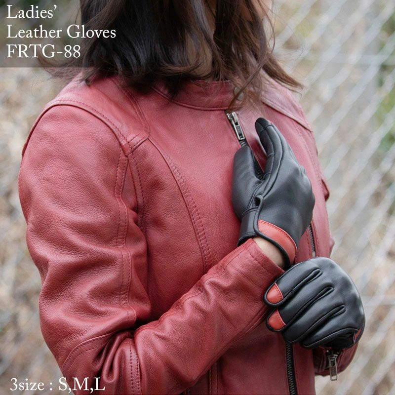 DEGNER デグナー レディース プロテクター レザーグローブ レッド