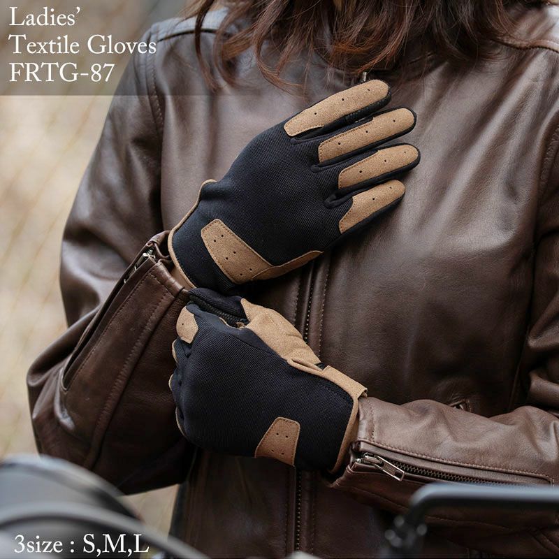 DEGNER デグナー レディース テキスタイルグローブ ブラック/ブラウン