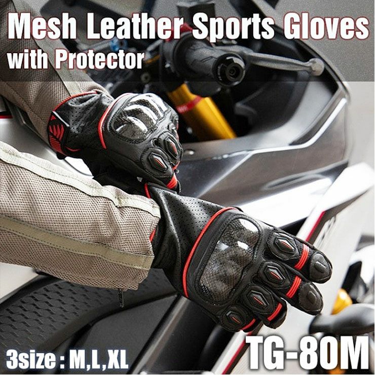 DEGNER デグナー メッシュ スポーツグローブ ブラック/レッド