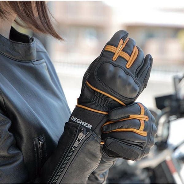 DEGNER デグナー レディース プロテクター レザーグローブ ブラック/ベージュ