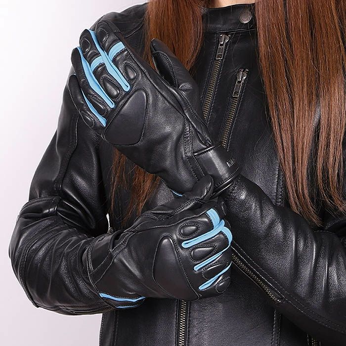 DEGNER デグナー レディース ソフトパッド レザーグローブ ブラック/ブルー