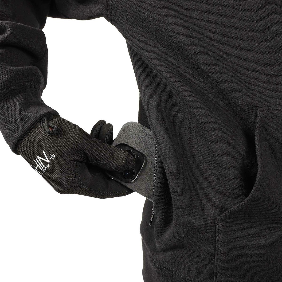 刺繍ロゴ・プルオーバー フーディー (ブラック)8