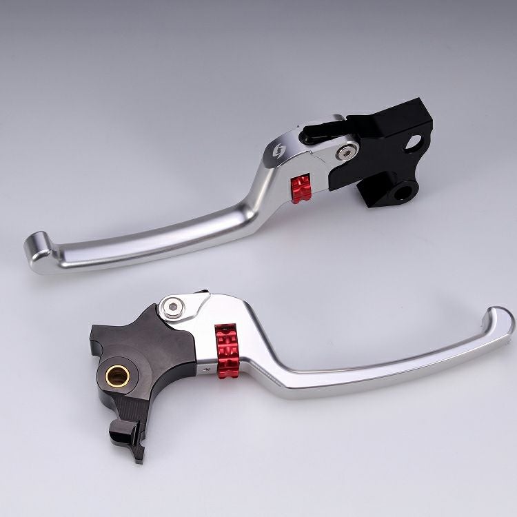 スポーツスター アジャスタブルレバーセット スタンダードタイプ (シルバー/レッド)1