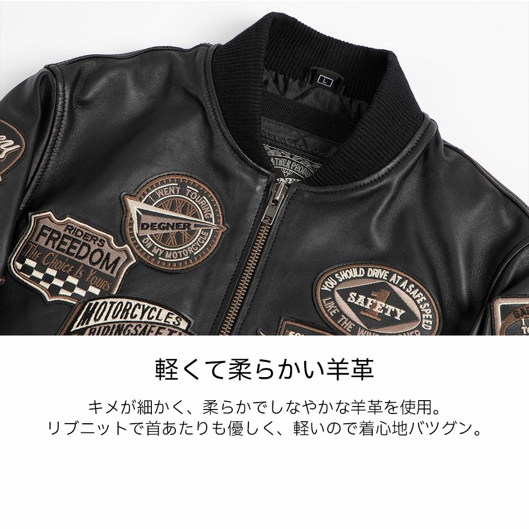 DEGNER デグナー ウインター レザー MA-1 ジャケット ブラック 2