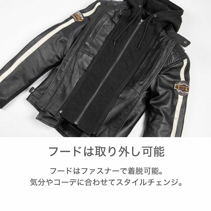 DEGNER デグナー ウインター レザー フード付き ジャケット ブラック 3