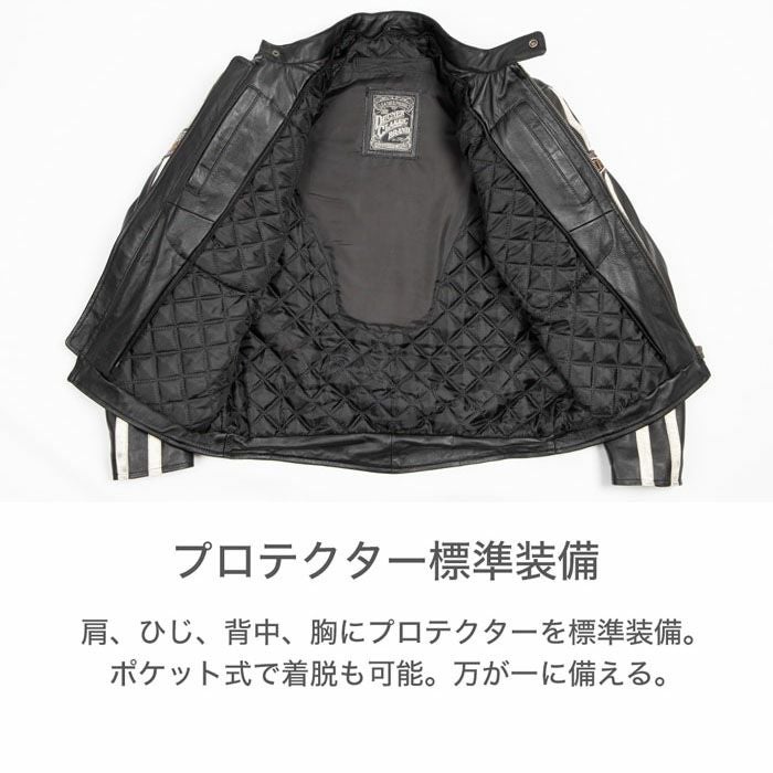 DEGNER デグナー ウインター レザー フード付き ジャケット ブラック 4