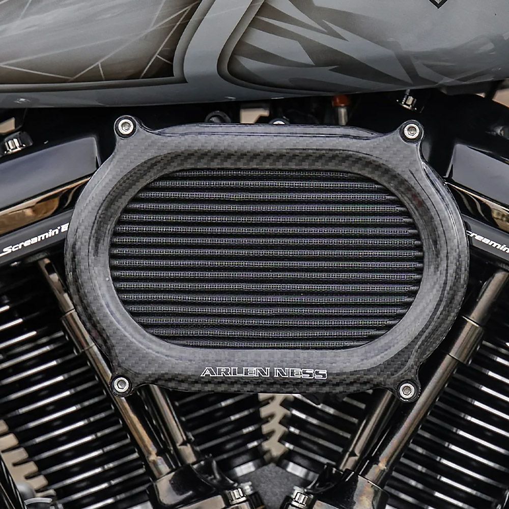 ツインカム 電子制御スロットル車用 ステージ2・オーバルエアクリーナー (カーボンファイバー)