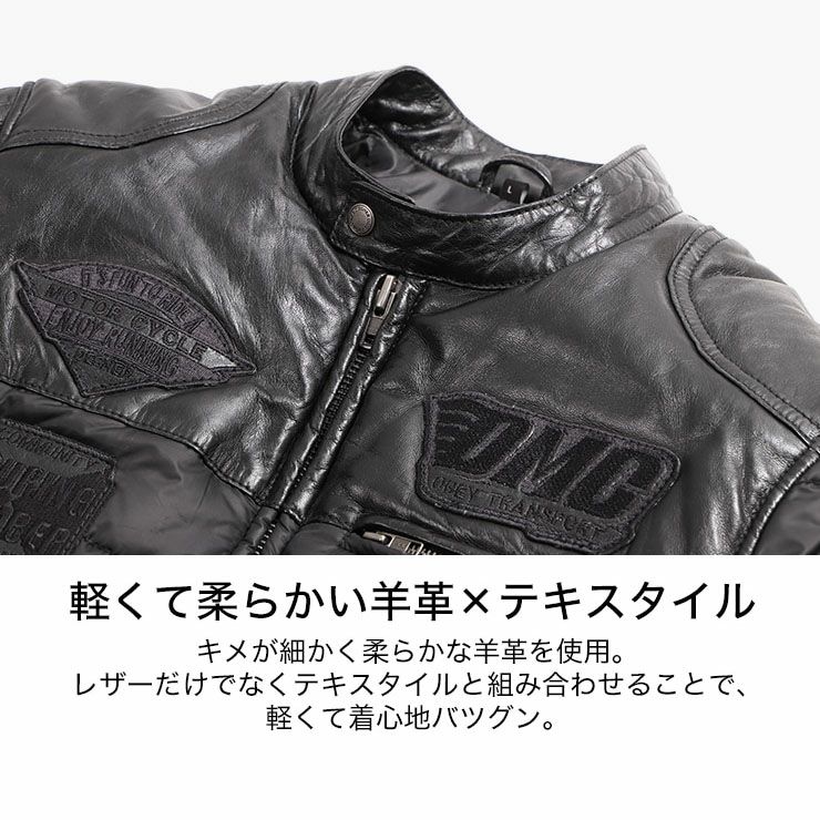 DEGNER デグナー ウインター レザー テキスタイル ジャケット ブラック 3