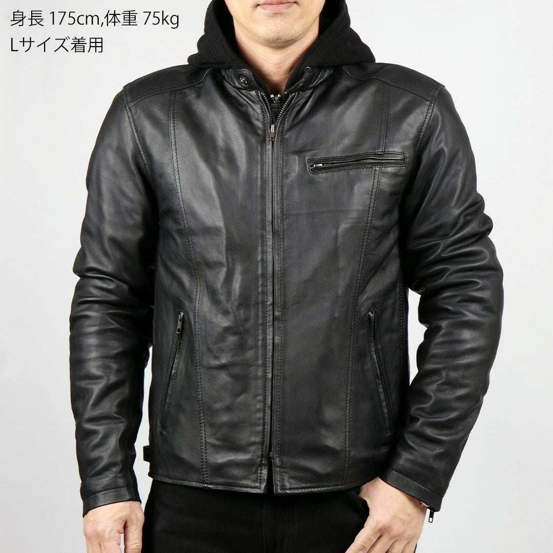 DEGNER デグナー ウインター レザーフーディー ジャケット ブラック