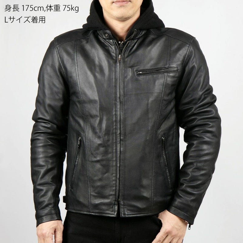 DEGNER デグナー ウインター レザーフーディー ジャケット ブラック