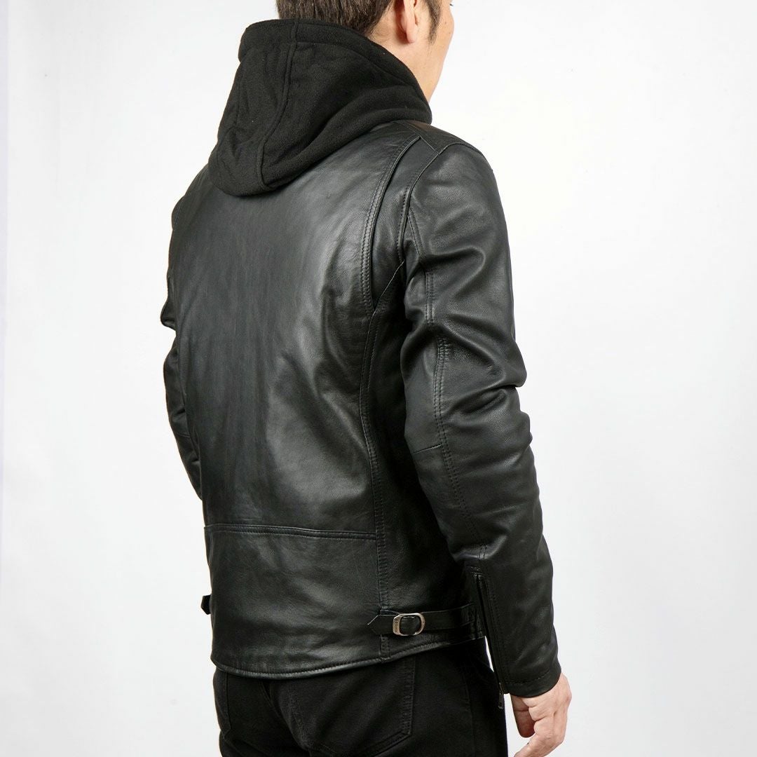 DEGNER デグナー ウインター レザーフーディー ジャケット ブラック 2