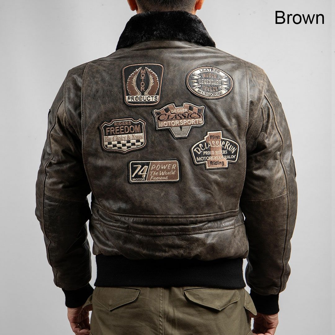 DEGNER デグナー ウインター ビンテージ フライトレザージャケット ワッペン付き ブラウン 3