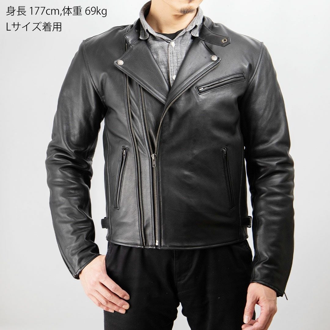 『DEGNER』デグナー (XL)ダブルスカルライダースジャケット DEGNER（デグナー） フード付きレザーダブルジャケット 21WJ-3
