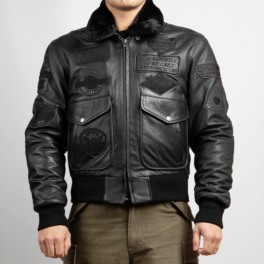 DEGNER デグナー ウインター ビンテージ フライトレザージャケット ブラックワッペン付き