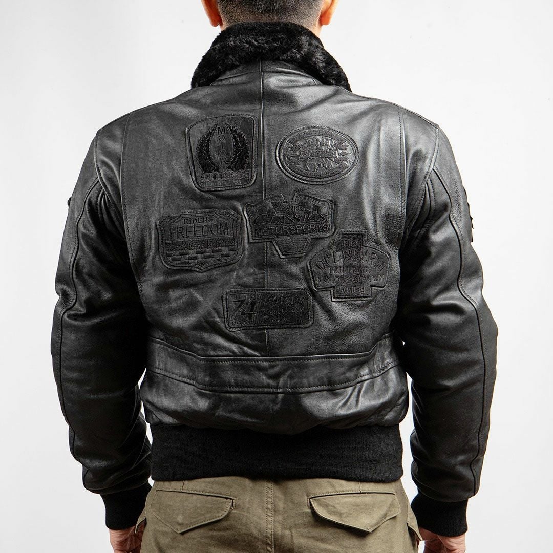 DEGNER デグナー ウインター ビンテージ フライトレザージャケット ブラックワッペン付き 5