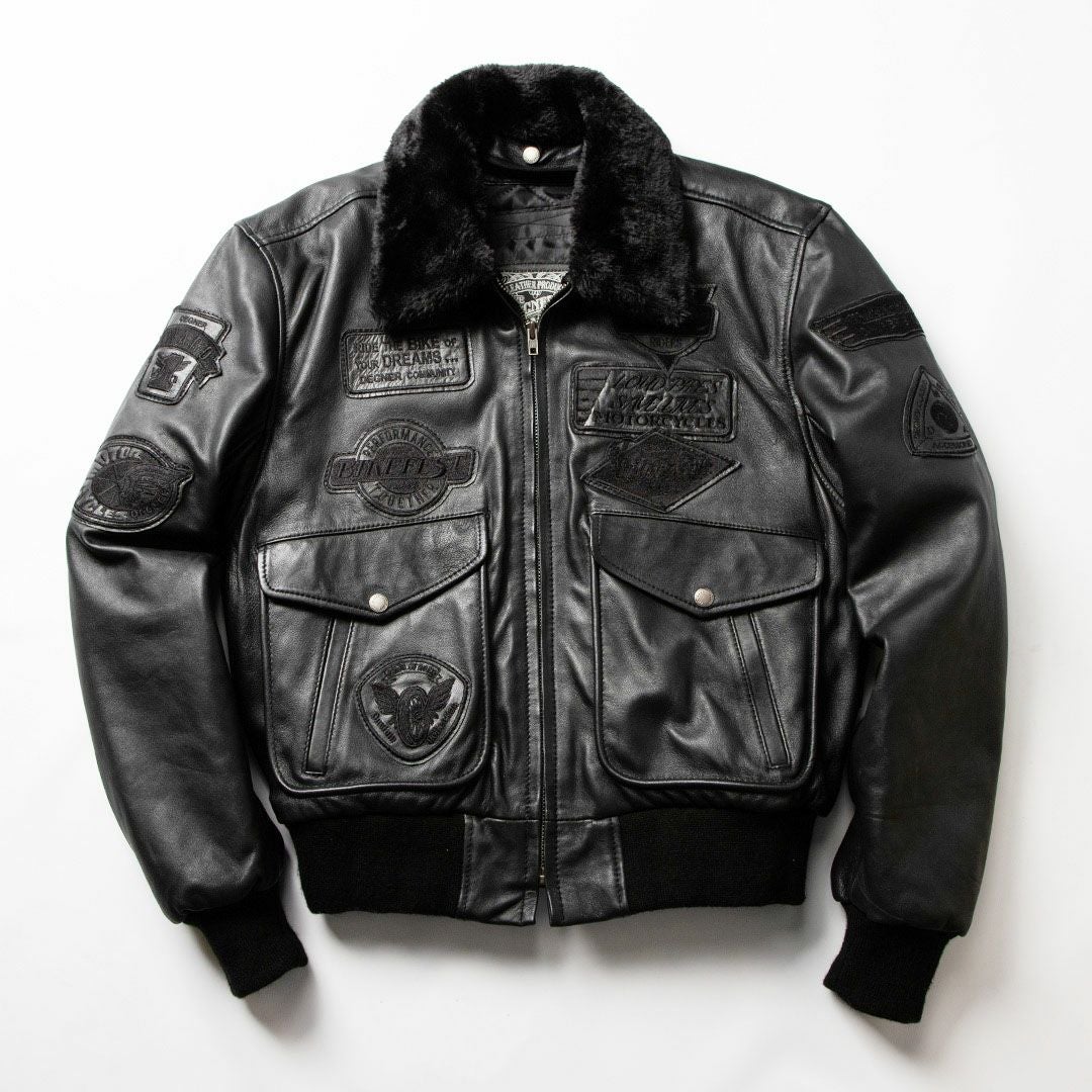 DEGNER デグナー ウインター ビンテージ フライトレザージャケット ブラックワッペン付き 11