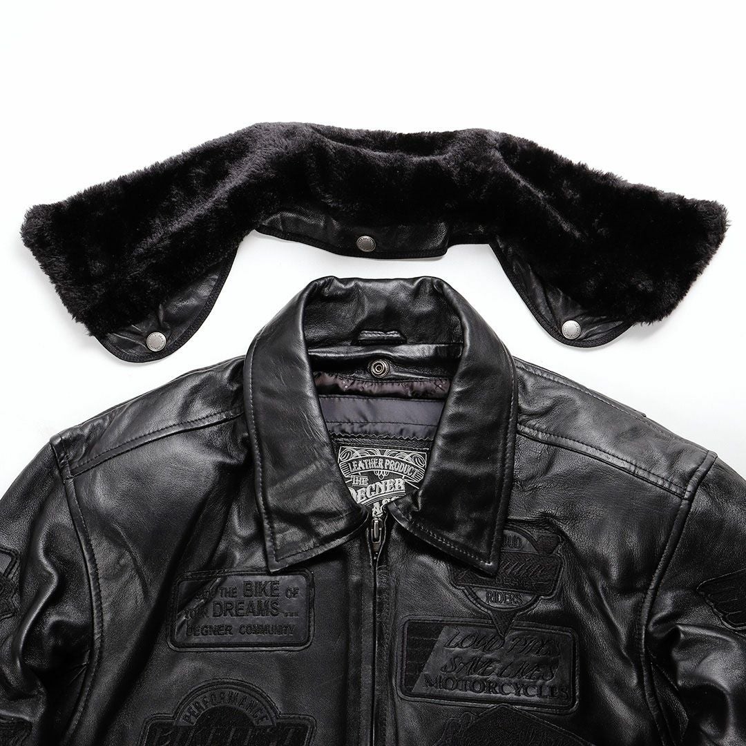 DEGNER デグナー ウインター ビンテージ フライトレザージャケット ブラックワッペン付き 12