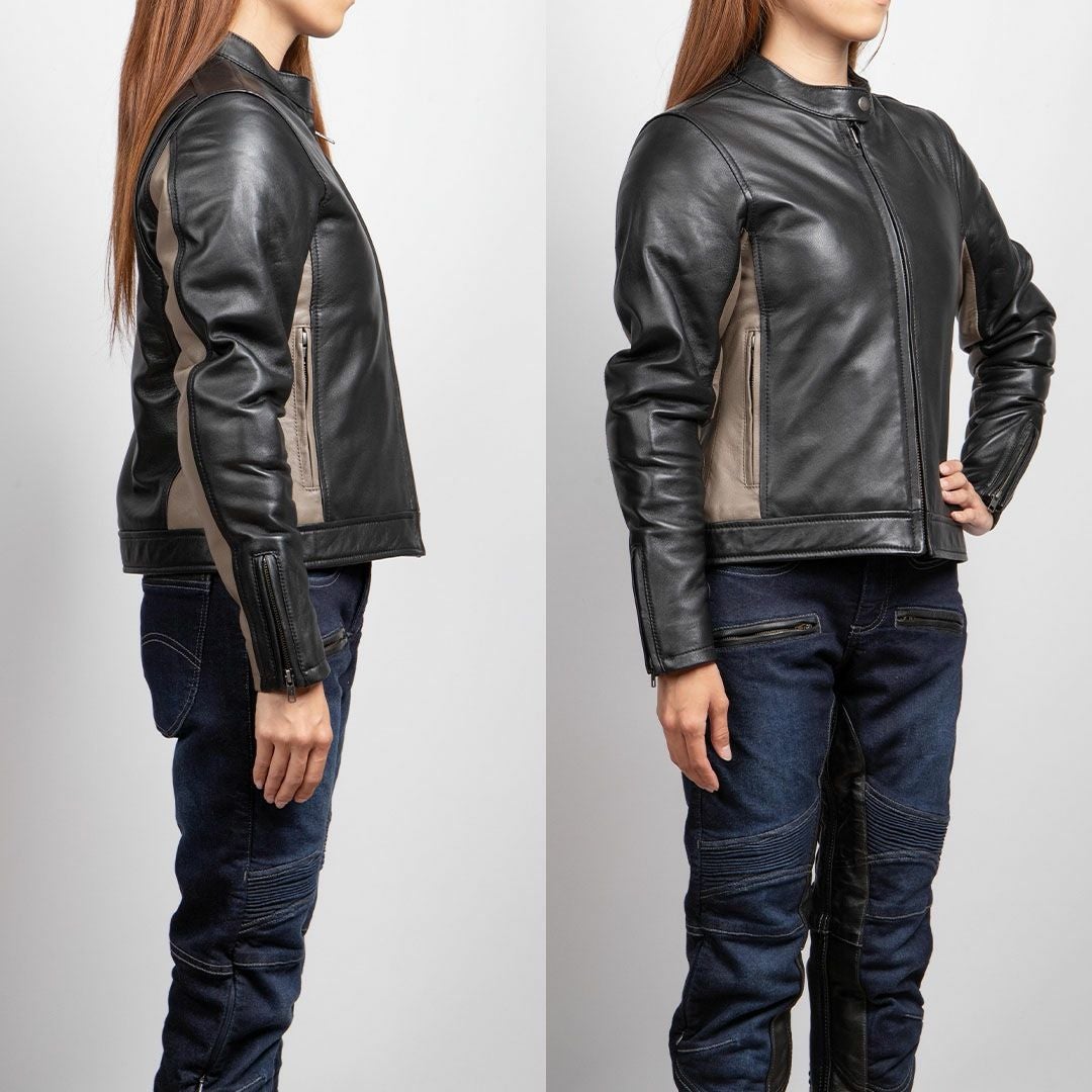 STREET LADY レディース パンチングレザー バイクジャケット ブラック