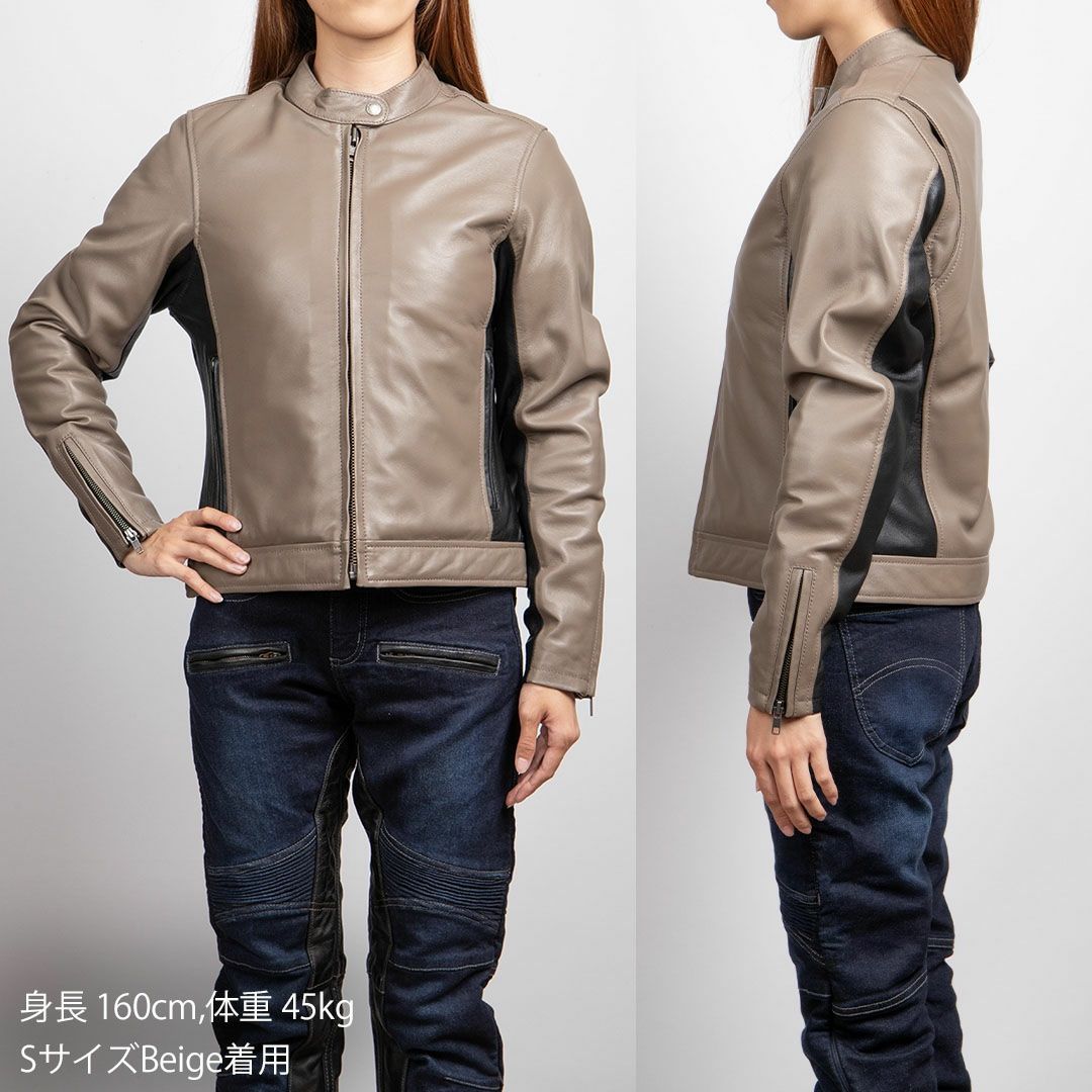 DEGNER デグナー レディース ウインター バイカラー レザージャケット ベージュ 3
