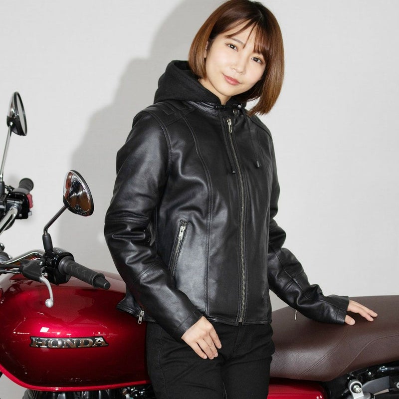 DEGNER デグナー レディース ウインター フード付き レザージャケット ブラック