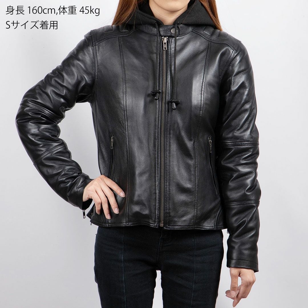 DEGNER デグナー レディース ウインター フード付き レザージャケット ブラック 3