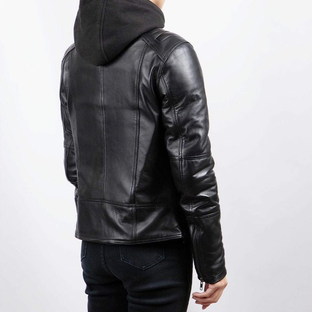 DEGNER デグナー レディース ウインター フード付き レザージャケット ブラック 5