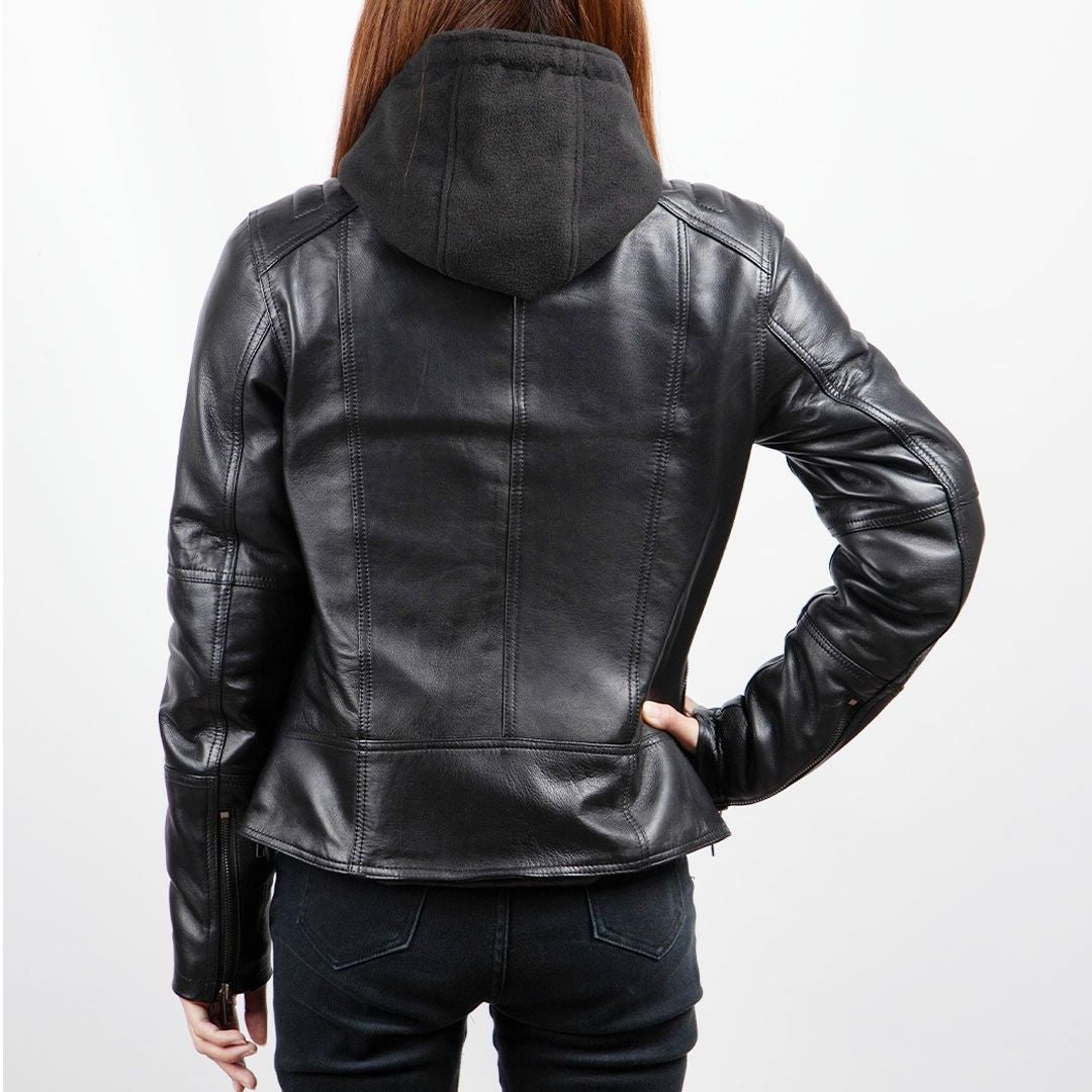 DEGNER デグナー レディース ウインター フード付き レザージャケット ブラック 6