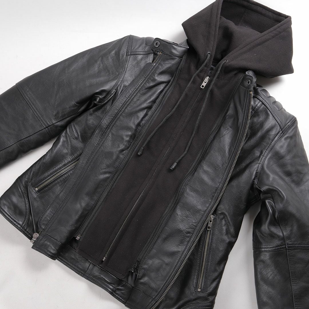 DEGNER デグナー レディース ウインター フード付き レザージャケット ブラック 7