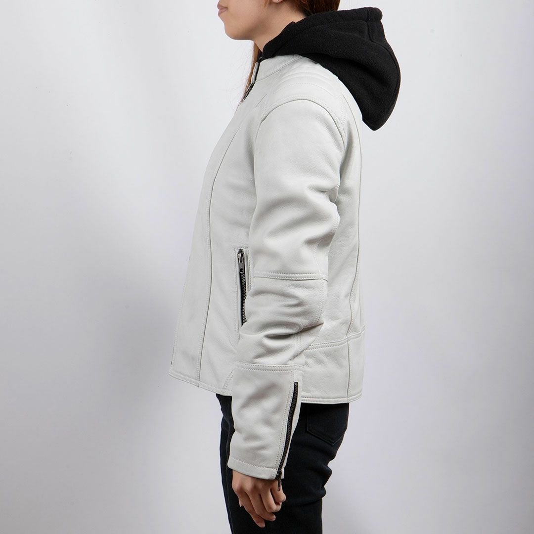 DEGNER デグナー レディース ウインター フード付き レザージャケット ホワイト 3