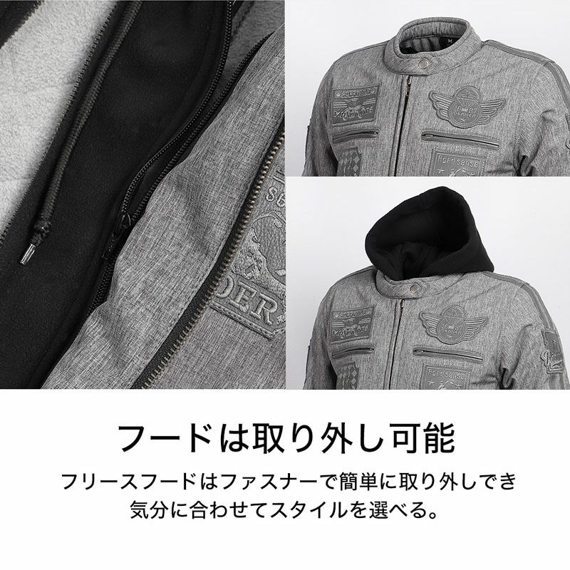 DEGNER デグナー レディース ウインター フード付き ソフトシェル ジャケット グレー 7