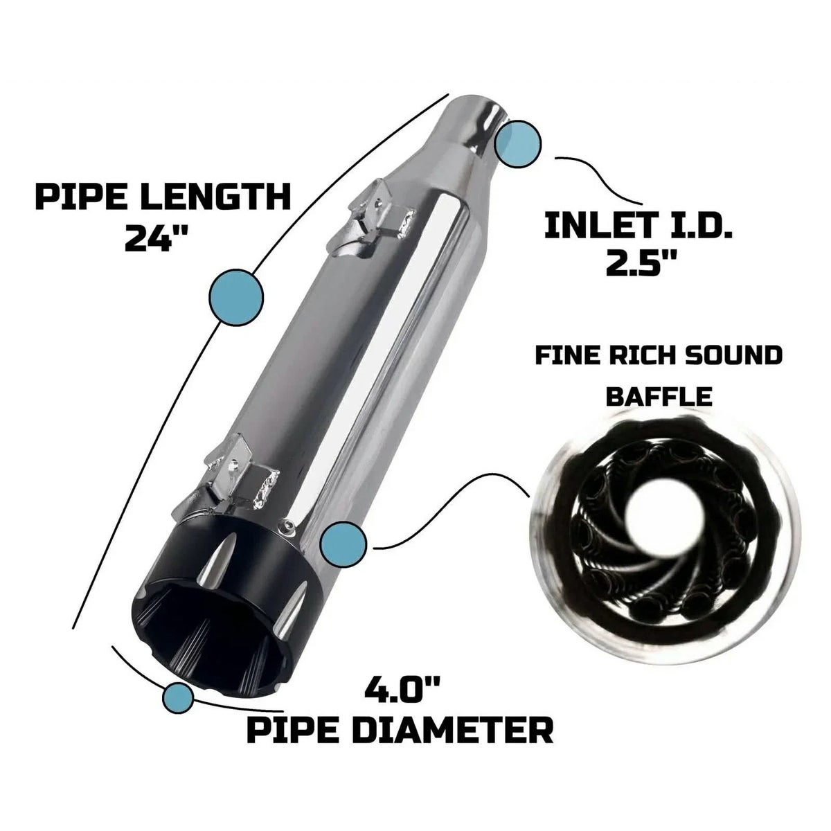 4インチ スリップオンマフラー (クローム/ブラック)3