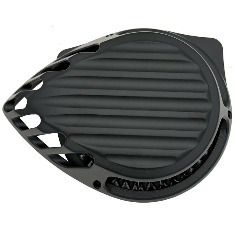 【セール】Rough Crafts フィンデザイン ティアドロップエアクリーナー スポーツスター用 マットブラック