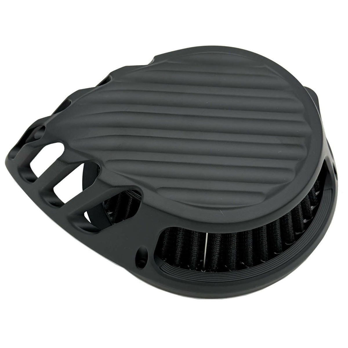 【セール】Rough Crafts フィンデザイン ティアドロップエアクリーナー スポーツスター用 マットブラック 2