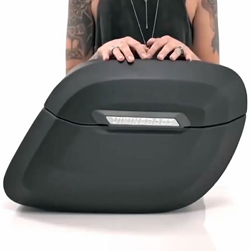 FXDL用ハードサドルバッグ Raven エクストララージ グロスブラック