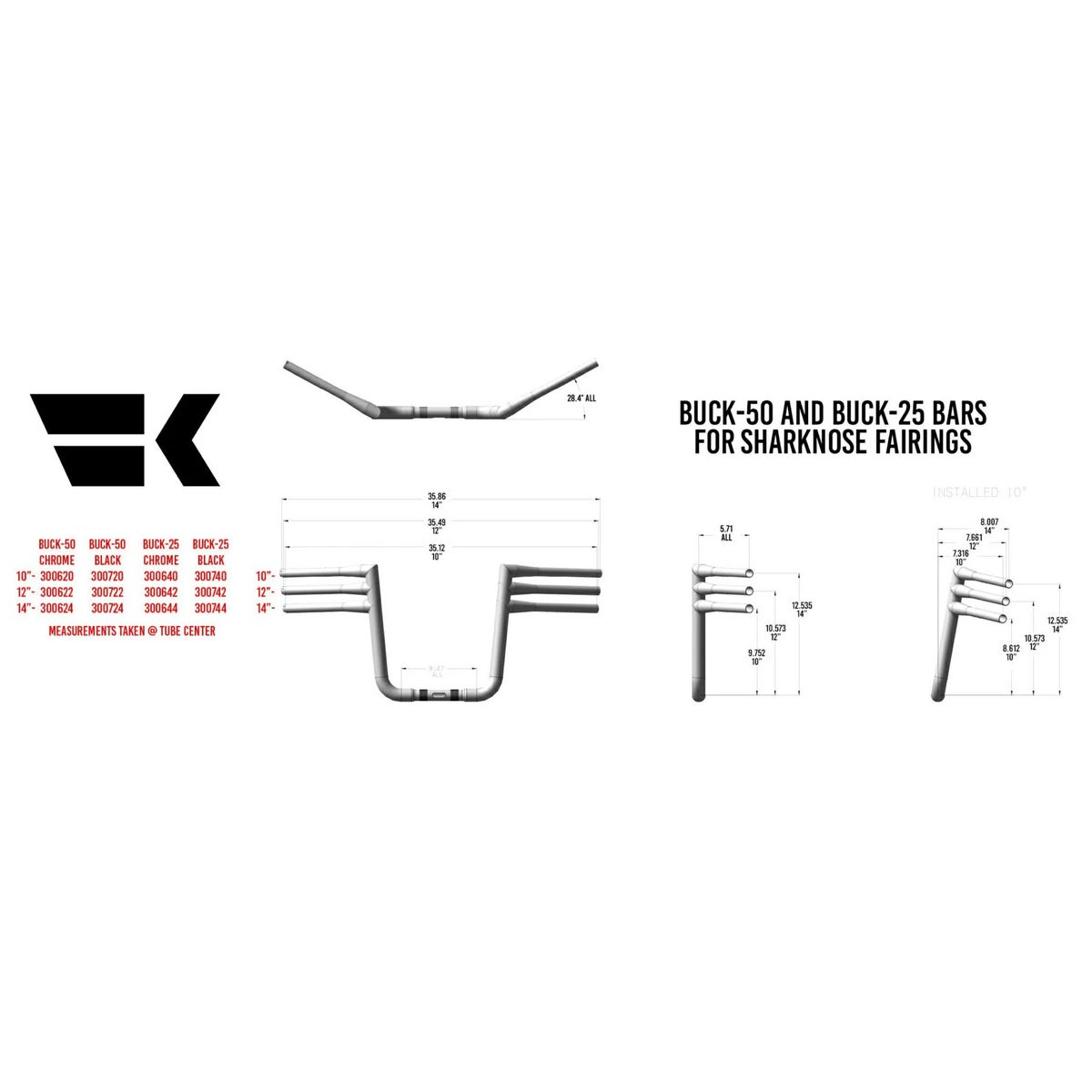 BUCK50 ハンドルバー 12インチ (グロスブラック)1