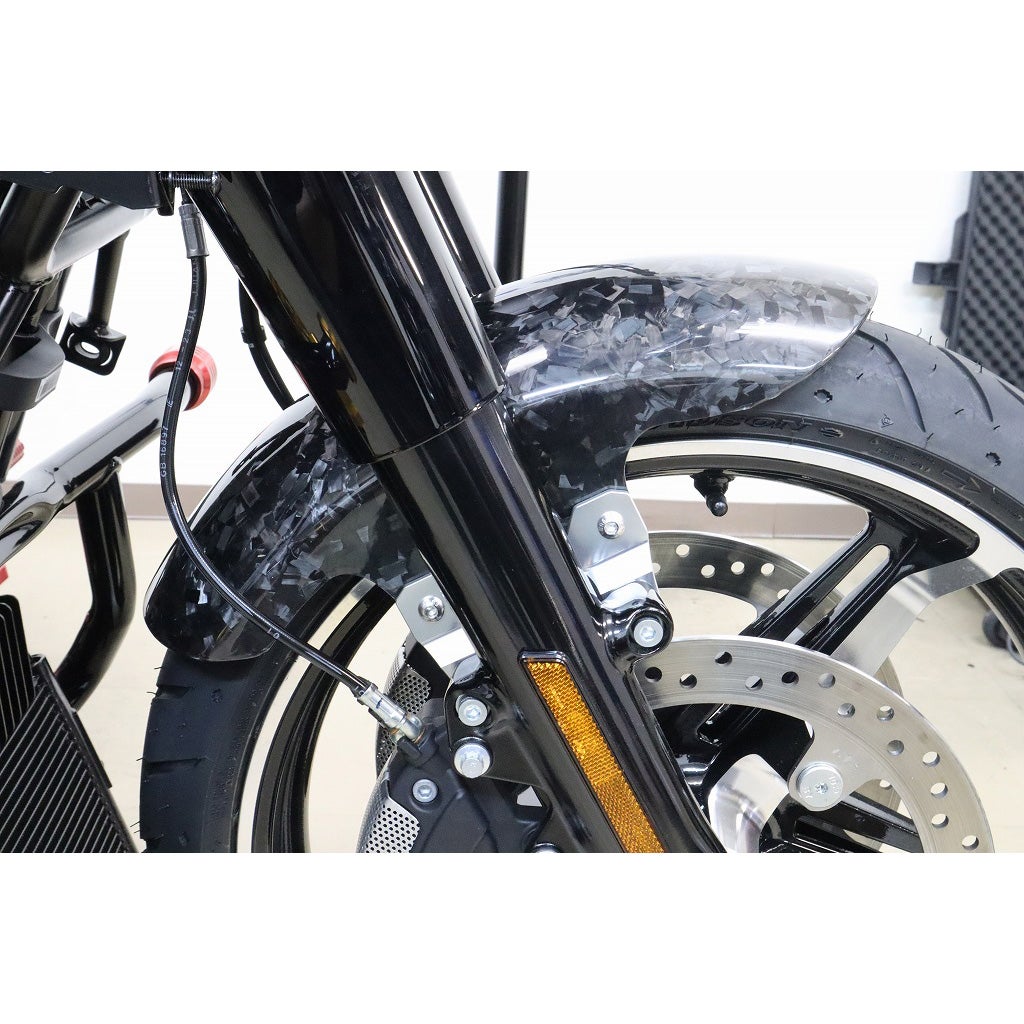 ドライカーボン ショートフロントフェンダー (フォージド/艶有り/シルバー)1