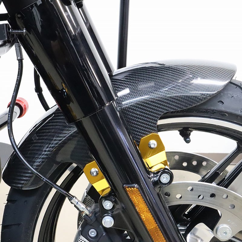 ドライカーボン ショートフロントフェンダー (綾織り/艶有り/ゴールド)