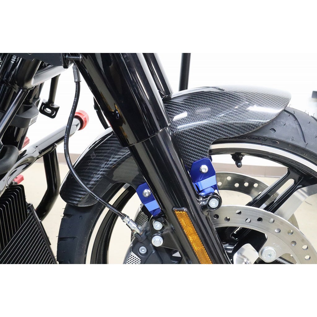 ドライカーボン ショートフロントフェンダー (綾織り/艶有り/ブルー)1