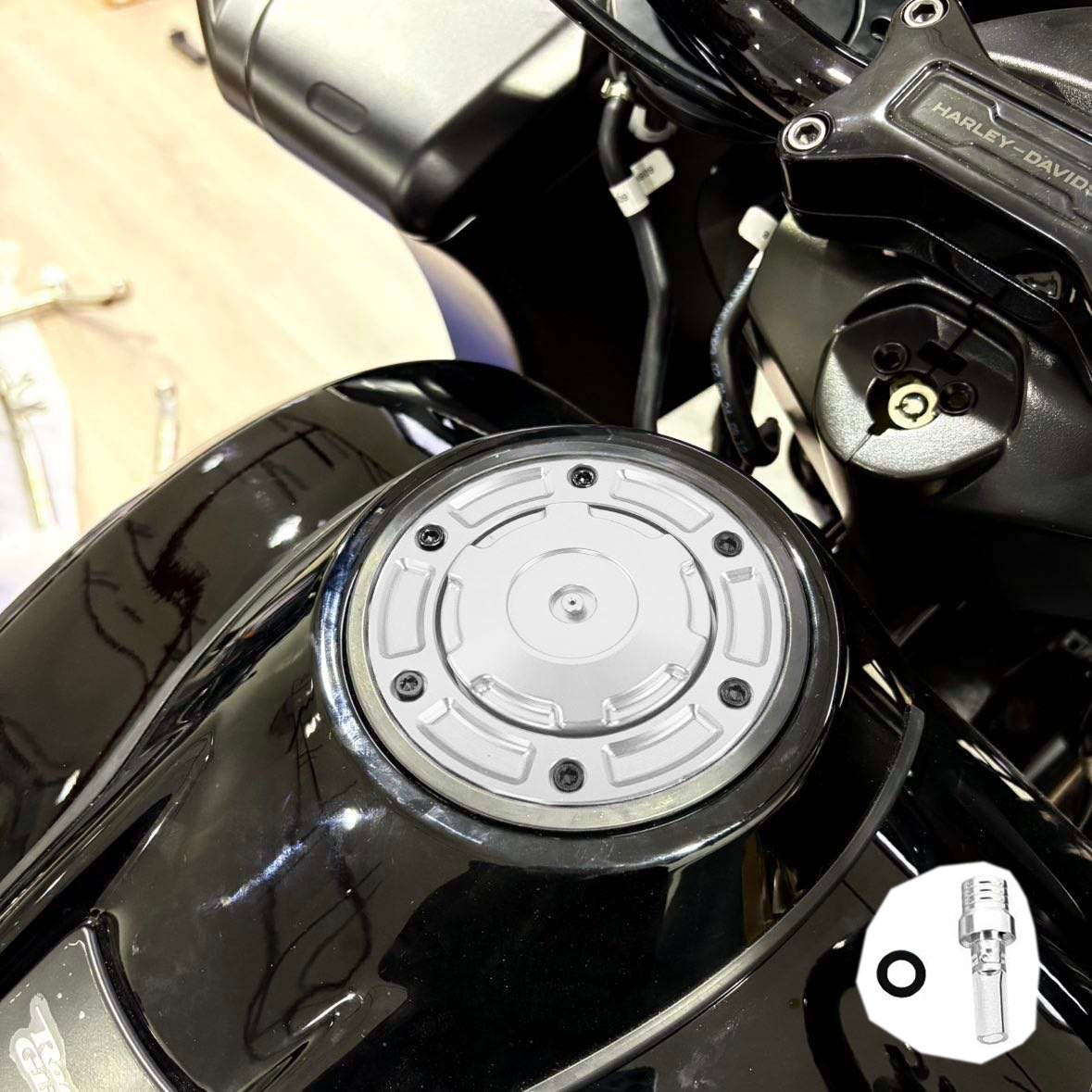 2025以降 ツーリング MXスタイル ベントホース付き ガスキャップキット シルバー