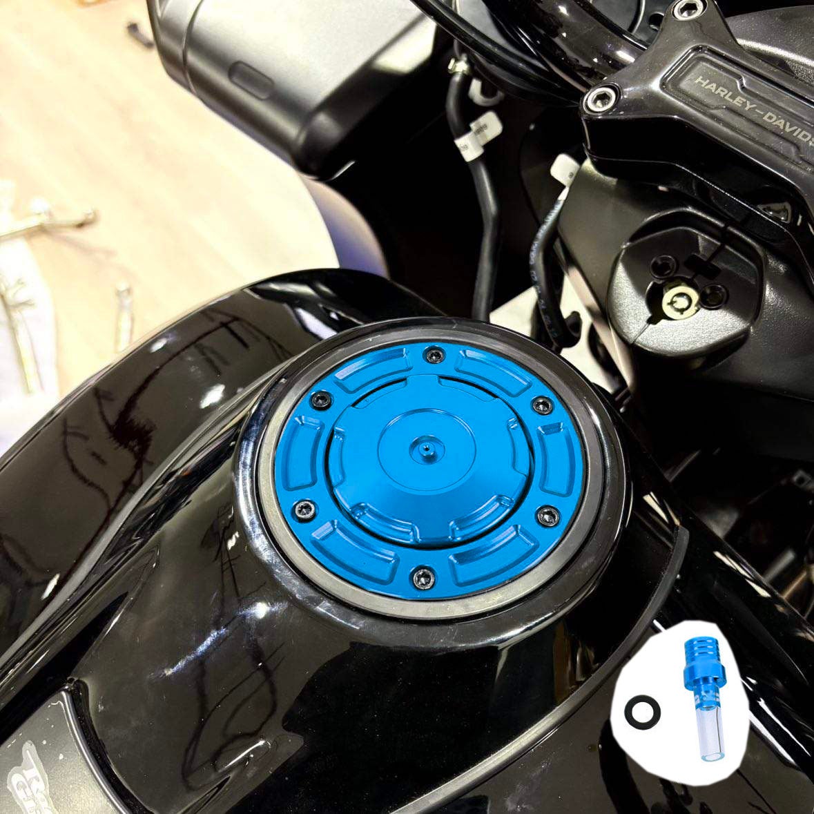 2025以降 ツーリング MXスタイル ベントホース付き ガスキャップキット ブルー