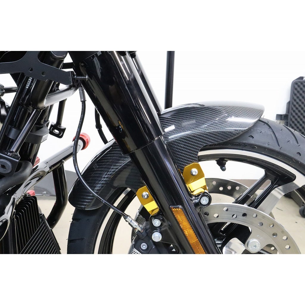 ドライカーボン ショートフロントフェンダー (綾織り/艶消し/ゴールド)2