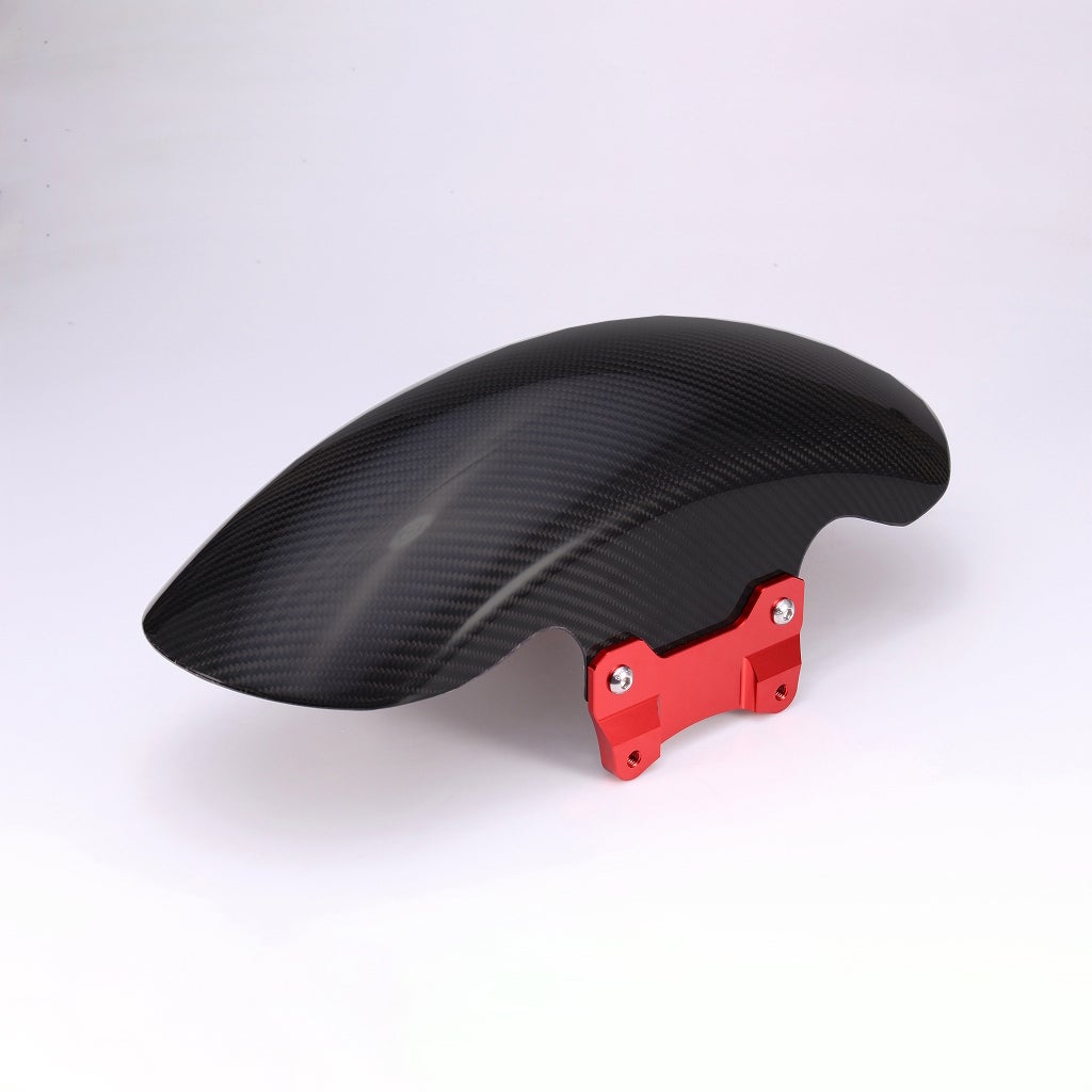 ドライカーボン ショートフロントフェンダー (綾織り/艶消し/レッド)1