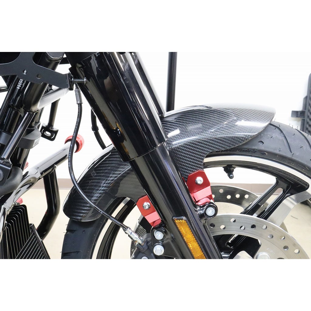 ドライカーボン ショートフロントフェンダー (綾織り/艶消し/レッド)2