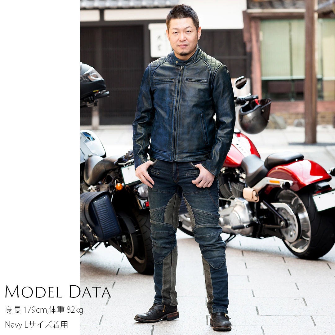 DEGNER デグナー ゴートレザー ジャケット ネイビー 5