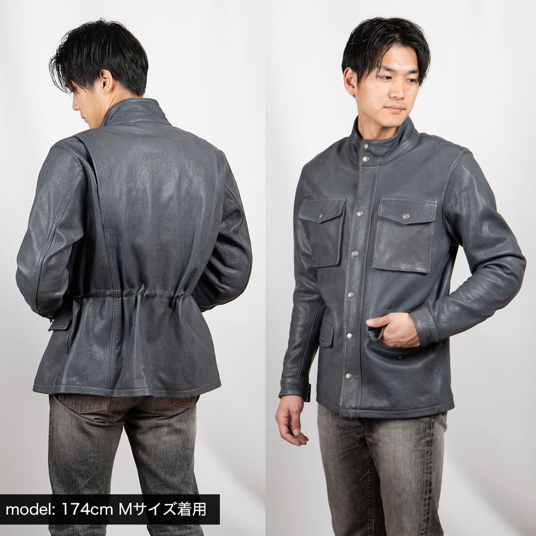 DEGNER デグナー ミドル丈 カウレザー ジャケット グレー 3