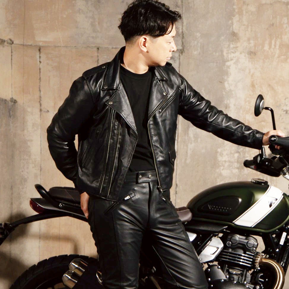 DEGNER デグナー シープレザー Wジャケット ブラック 4