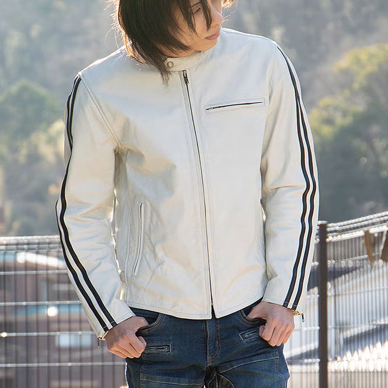 DEGNER デグナー ゴートレザー シングルライダース ジャケット ホワイト