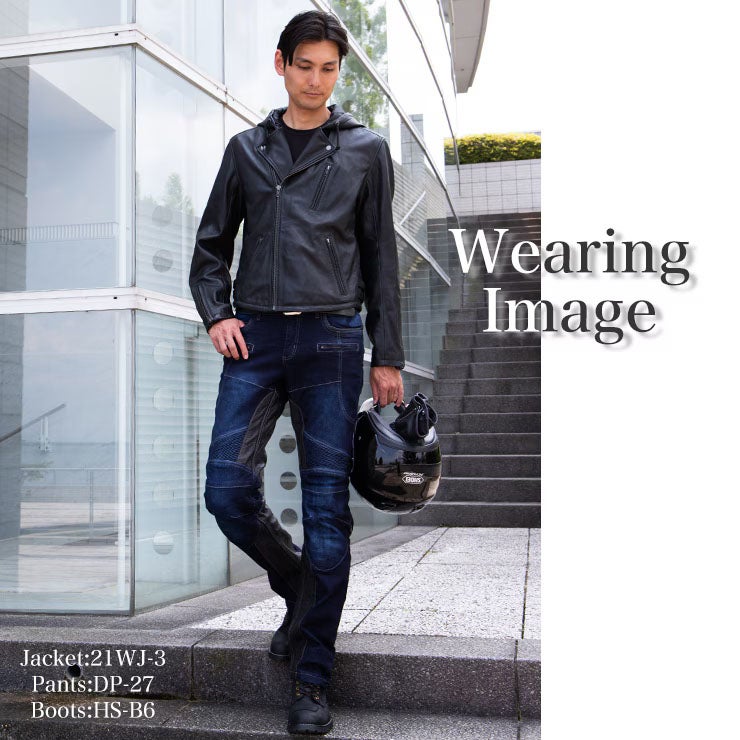 DEGNER デグナー フード付き ゴートレザーダブルライダース ジャケット ブラック 3